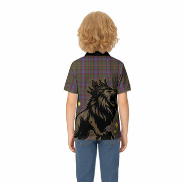 Skene Tartan Family Crest Kid Polo Shirt Crowned Lion Roaring