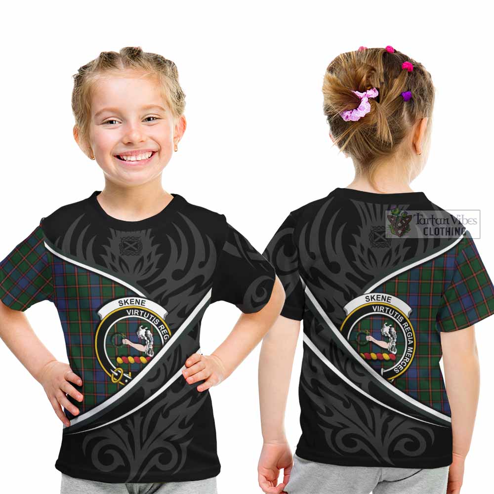 Skene Tartan Family Crest Kid T-shirt Celtic Scottish Thistle Floral - Tartan Vibes Clothing