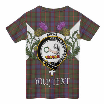 Skene Tartan Family Crest Kid T-shirt Scottish Burns Night Thistle Floral