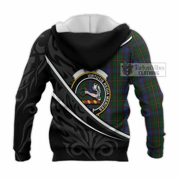 Skene Tartan Family Crest Knitted Hoodie Celtic Scottish Thistle Floral - Tartan Vibes Clothing