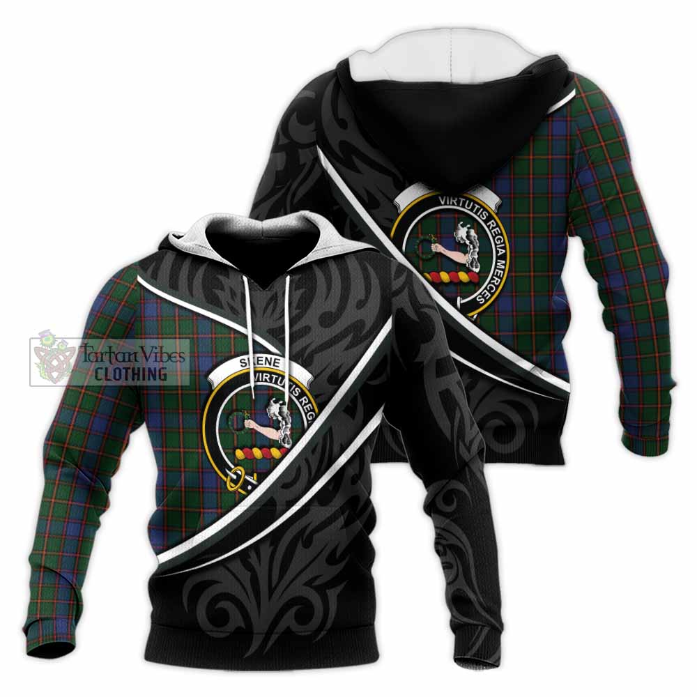 Skene Tartan Family Crest Knitted Hoodie Celtic Scottish Thistle Floral - Tartan Vibes Clothing