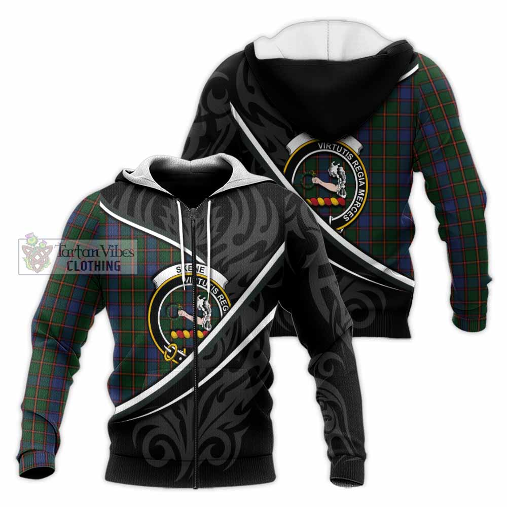 Skene Tartan Family Crest Knitted Hoodie Celtic Scottish Thistle Floral - Tartan Vibes Clothing