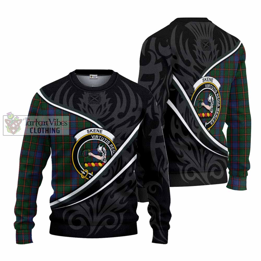 Skene Tartan Family Crest Knitted Sweater Celtic Scottish Thistle Floral - Tartan Vibes Clothing