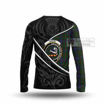 Skene Tartan Family Crest Long Sleeve T-Shirt Celtic Scottish Thistle Floral