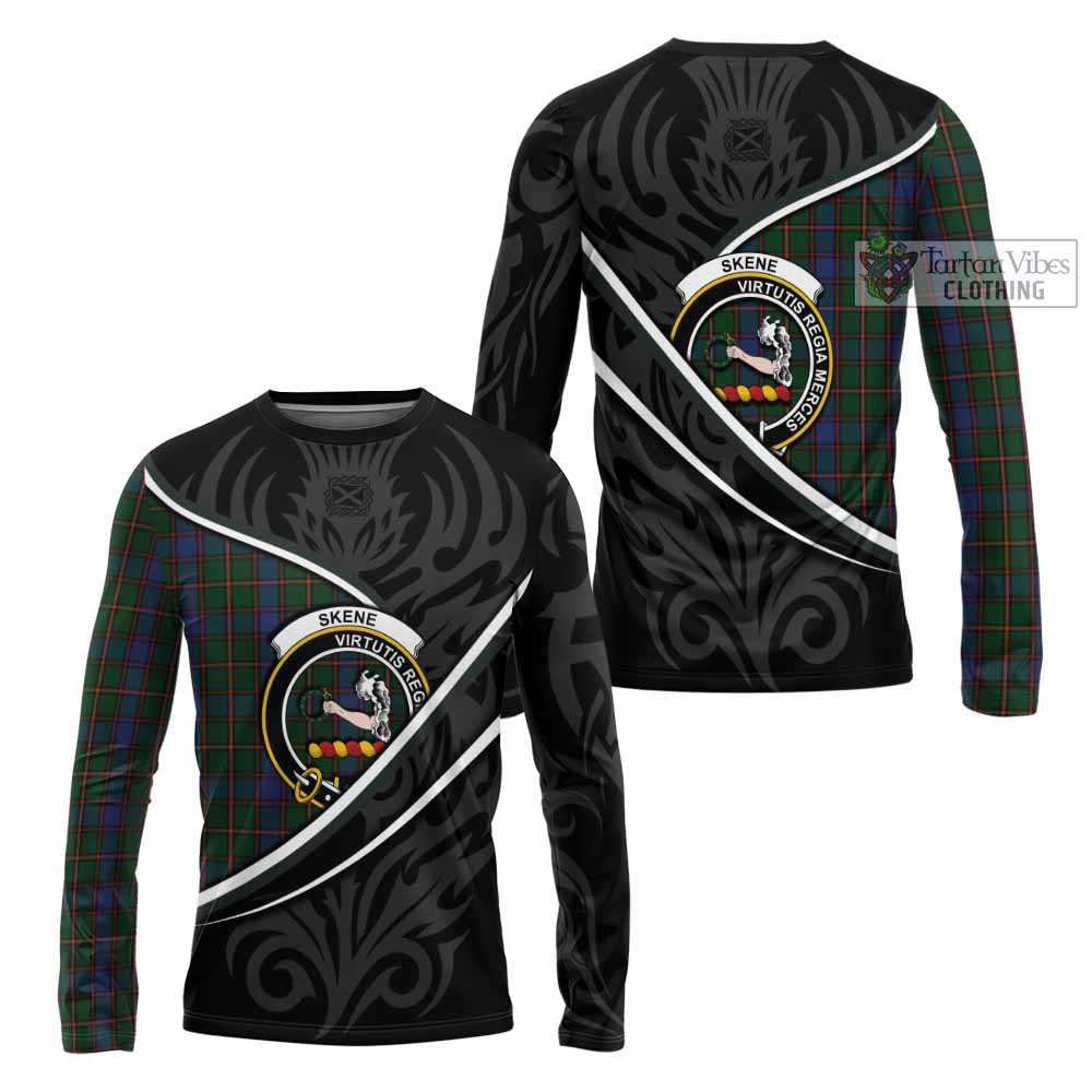 Skene Tartan Family Crest Long Sleeve T-Shirt Celtic Scottish Thistle Floral - Tartan Vibes Clothing