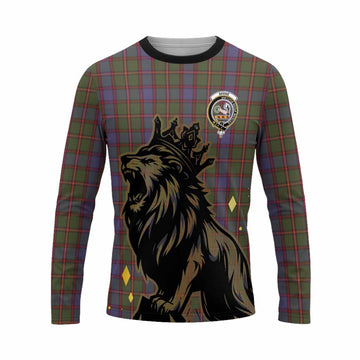 Skene Tartan Family Crest Long Sleeve T-Shirt Crowned Lion Roaring