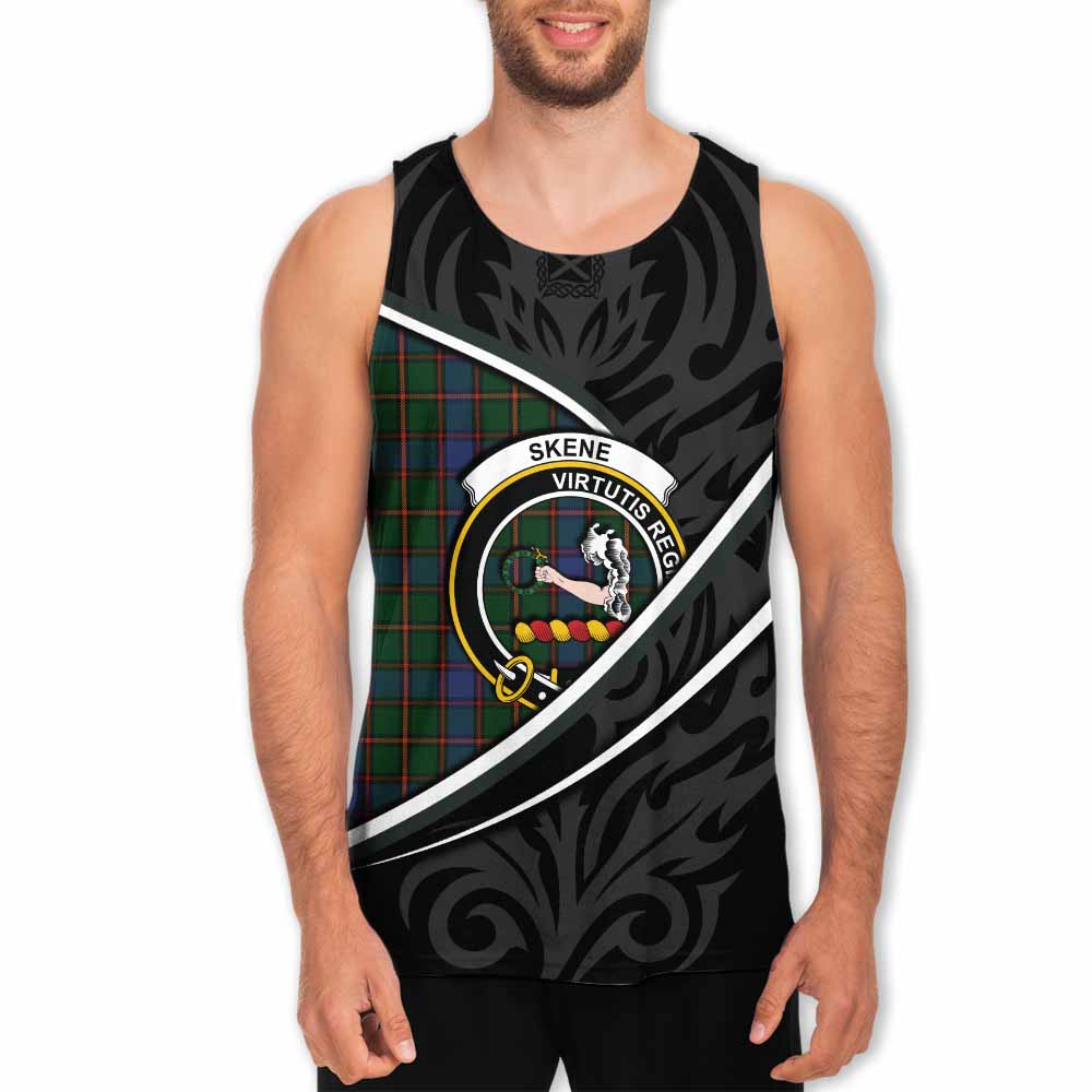 Skene Tartan Family Crest Men Tank Top Celtic Scottish Thistle Floral - Tartan Vibes Clothing