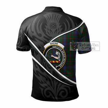 Skene Tartan Family Crest Polo Shirt Celtic Scottish Thistle Floral