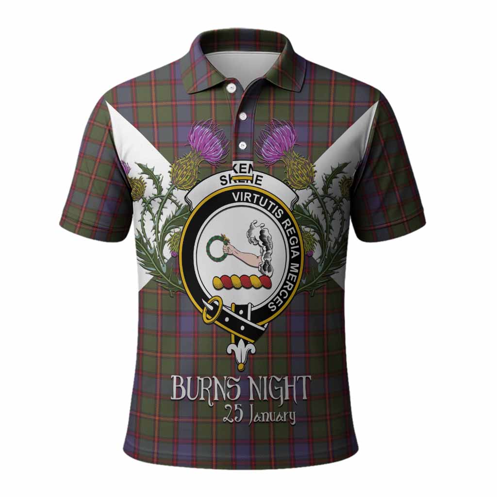 Skene Tartan Family Crest Polo Shirt Scottish Burns Night Thistle Floral
