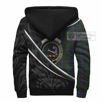 Skene Tartan Family Crest Sherpa Hoodie Celtic Scottish Thistle Floral
