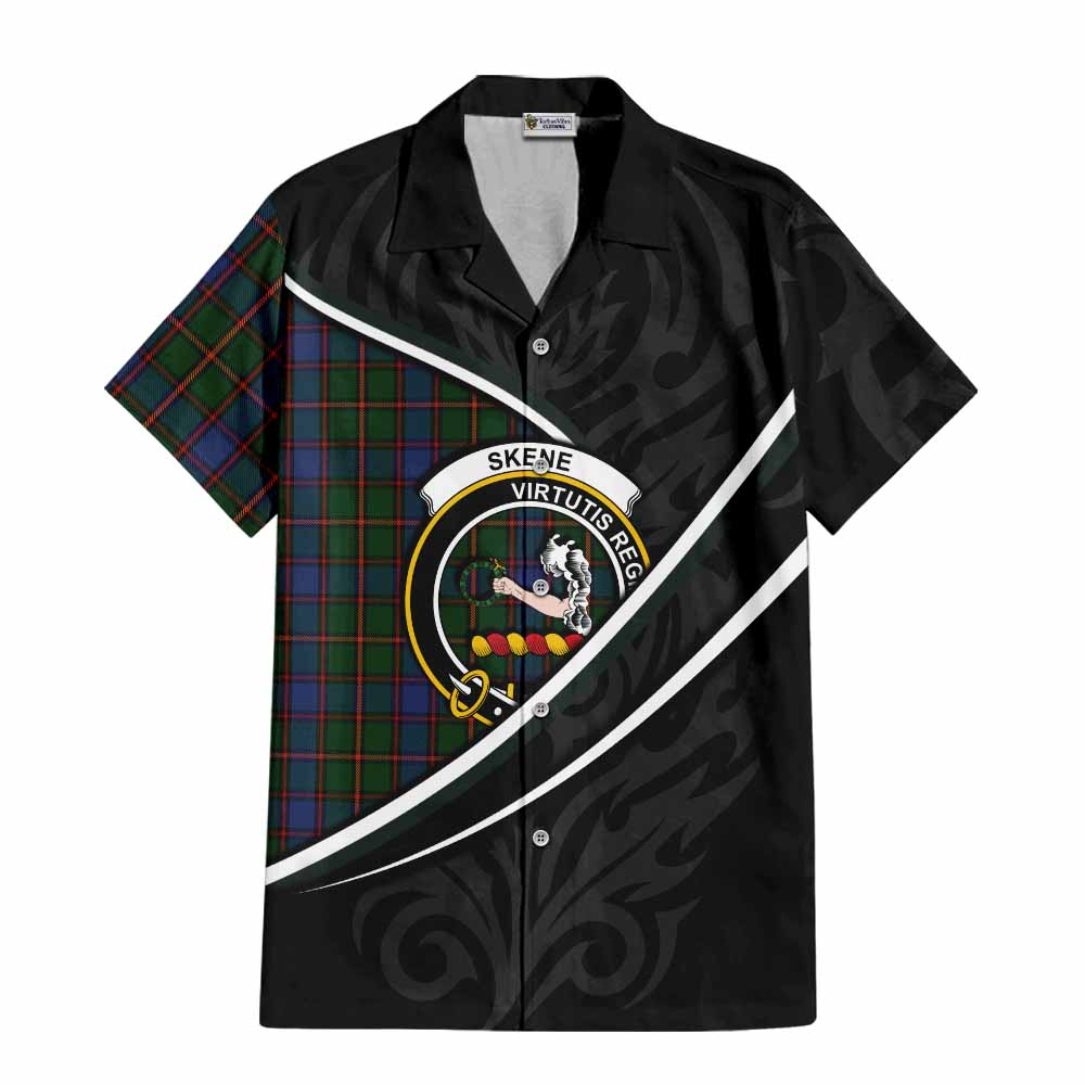 Skene Tartan Family Crest Short Sleeve Button Shirt Celtic Scottish Thistle Floral - Tartan Vibes Clothing