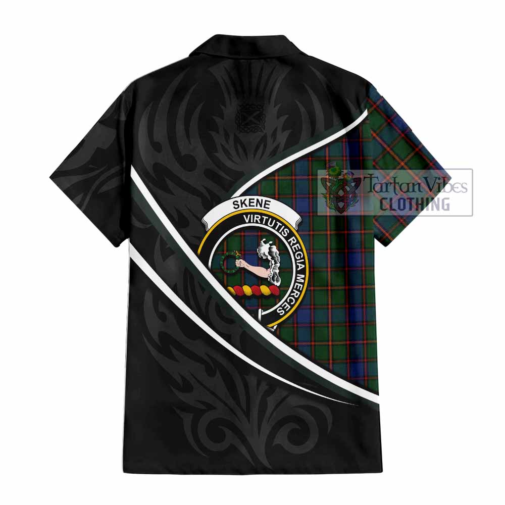 Skene Tartan Family Crest Short Sleeve Button Shirt Celtic Scottish Thistle Floral - Tartan Vibes Clothing