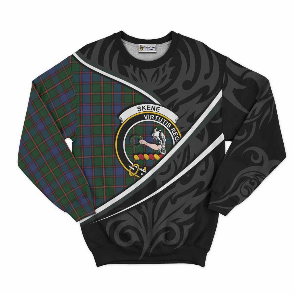 Skene Tartan Family Crest Sweatshirt Celtic Scottish Thistle Floral - Tartan Vibes Clothing