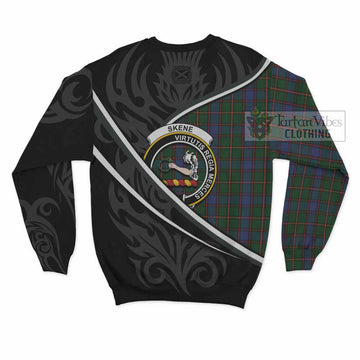 Skene Tartan Family Crest Sweatshirt Celtic Scottish Thistle Floral - Tartan Vibes Clothing