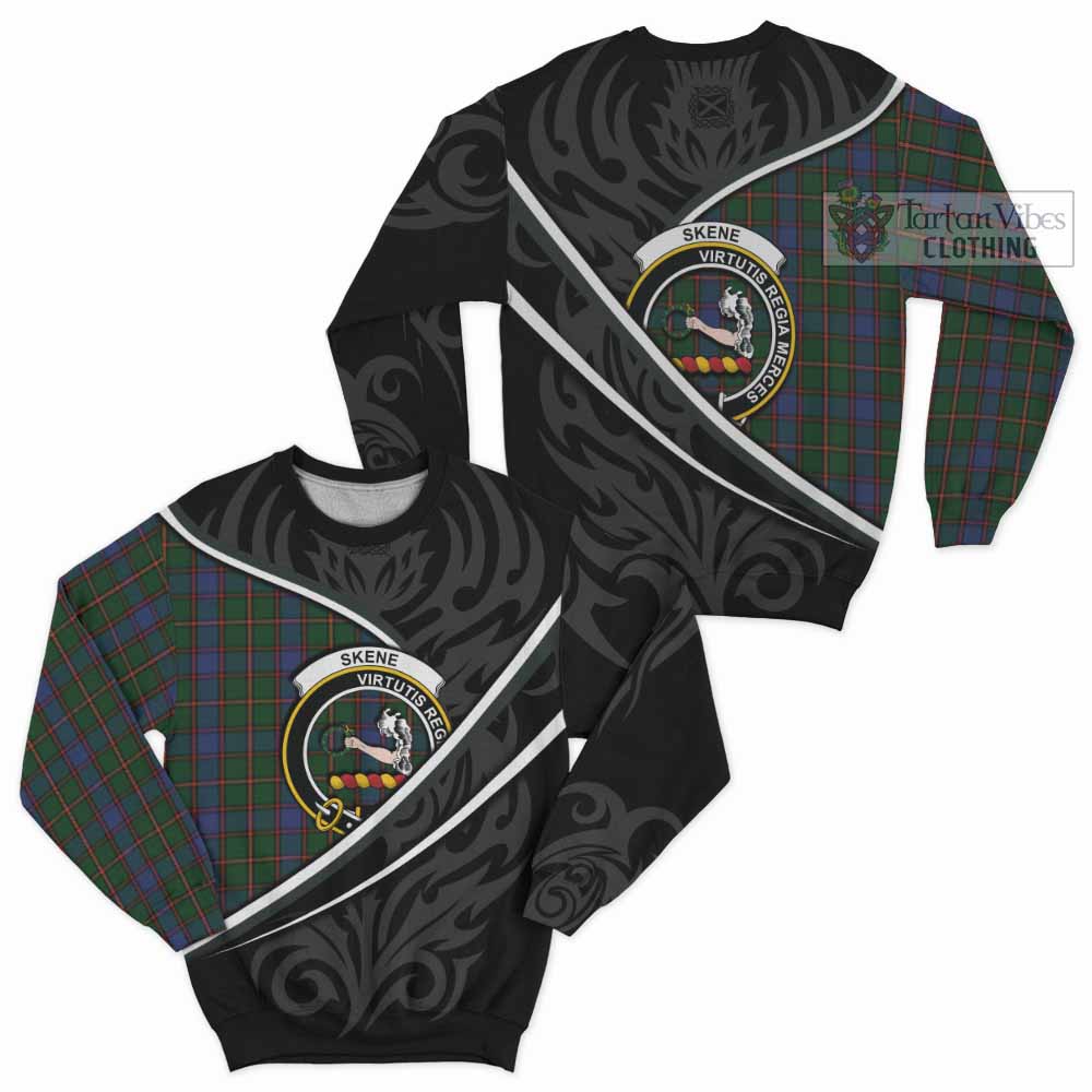 Skene Tartan Family Crest Sweatshirt Celtic Scottish Thistle Floral - Tartan Vibes Clothing