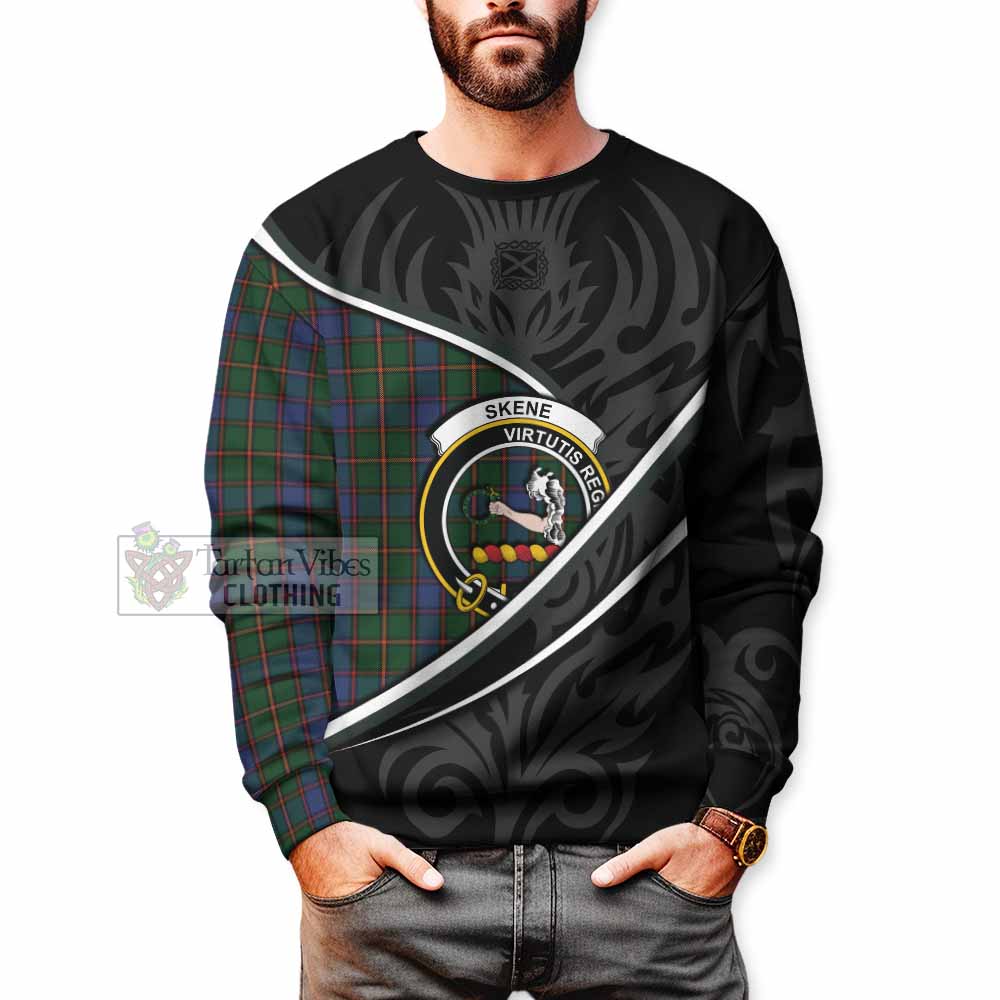Skene Tartan Family Crest Sweatshirt Celtic Scottish Thistle Floral - Tartan Vibes Clothing