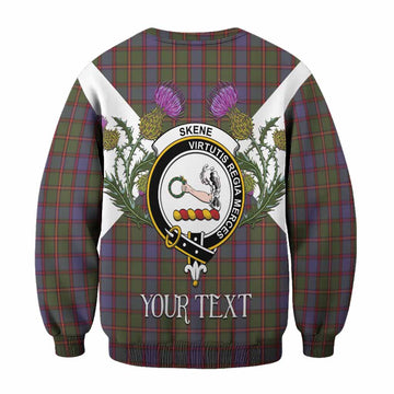 Skene Tartan Family Crest Sweatshirt Scottish Burns Night Thistle Floral