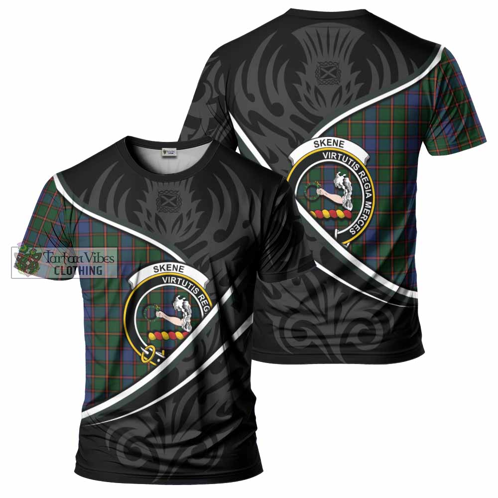 Skene Tartan Family Crest T-shirt Celtic Scottish Thistle Floral - Tartan Vibes Clothing