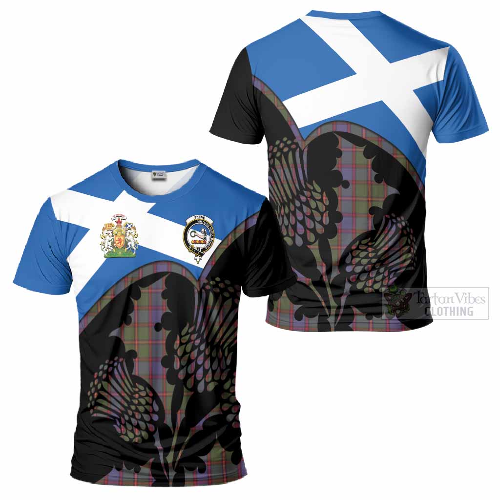 Skene Tartan Family Crest T-Shirt Scotland Thistle Floral Flag Style