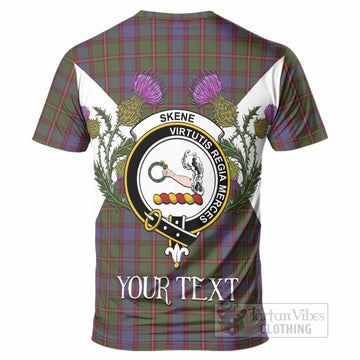 Skene Tartan Family Crest T-Shirt Scottish Burns Night Thistle Floral