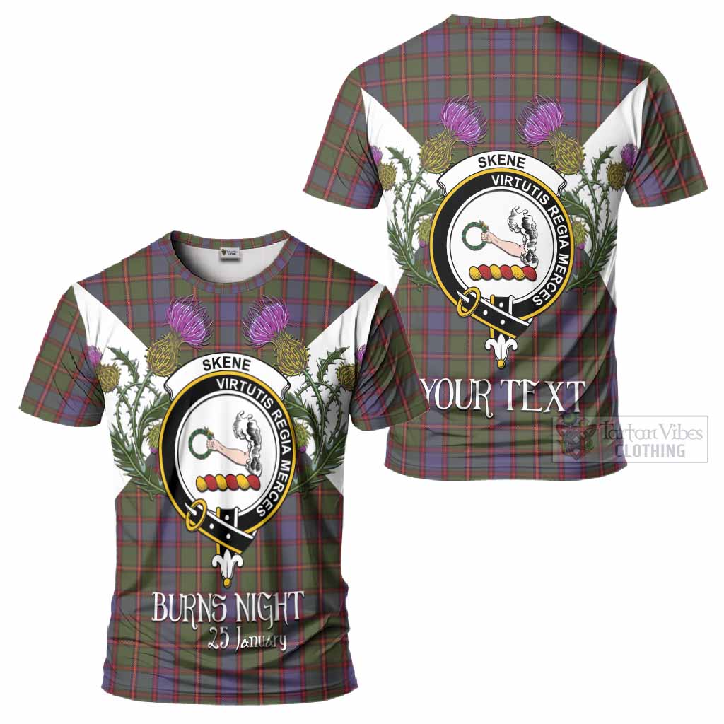 Skene Tartan Family Crest T-Shirt Scottish Burns Night Thistle Floral