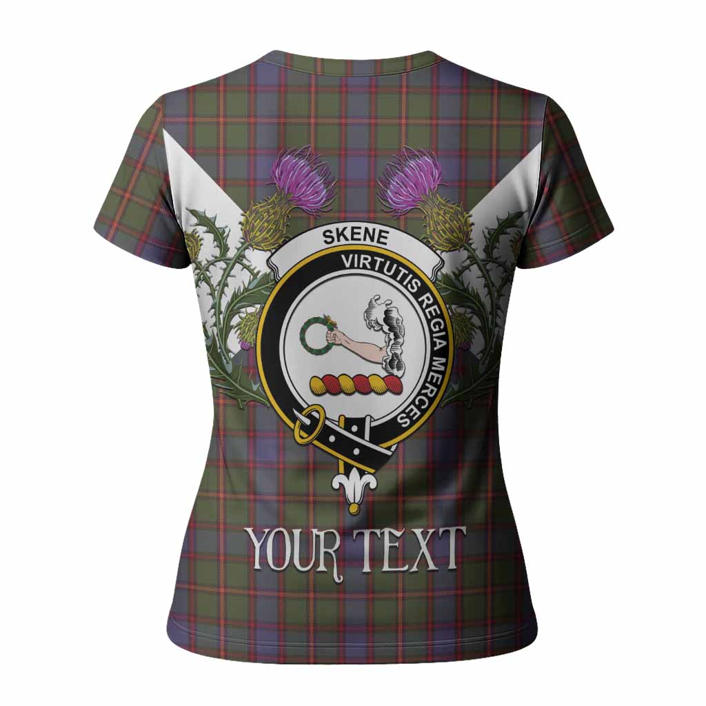 Skene Tartan Family Crest Women T shirt Scottish Burns Night Thistle Floral