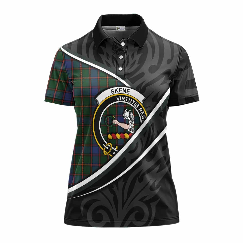 Skene Tartan Family Crest Women's Polo Shirt Celtic Scottish Thistle Floral - Tartan Vibes Clothing