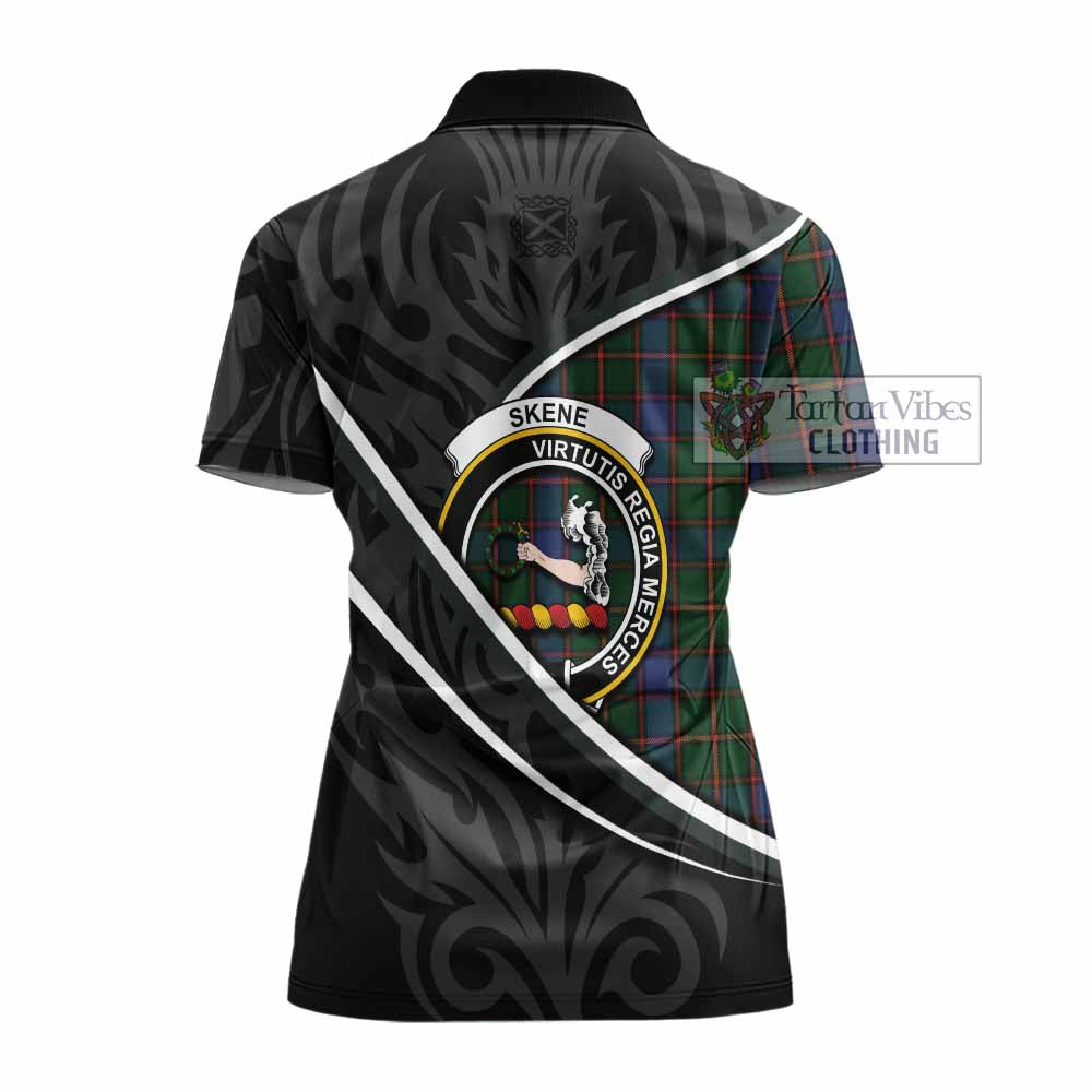 Skene Tartan Family Crest Women's Polo Shirt Celtic Scottish Thistle Floral - Tartan Vibes Clothing