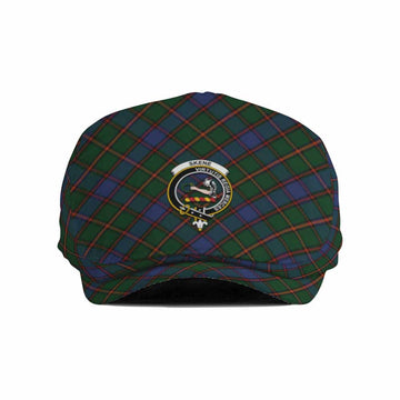 Skene Tartan Flat Cap, Jeff Cap Cross Style with Family Crest