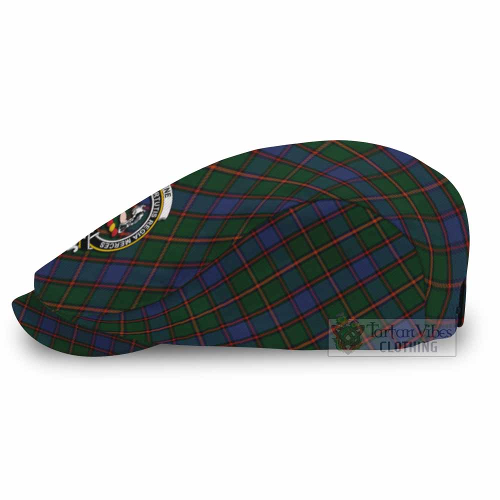 Skene Tartan Flat Cap, Jeff Cap Cross Style with Family Crest - Tartan Vibes Clothing