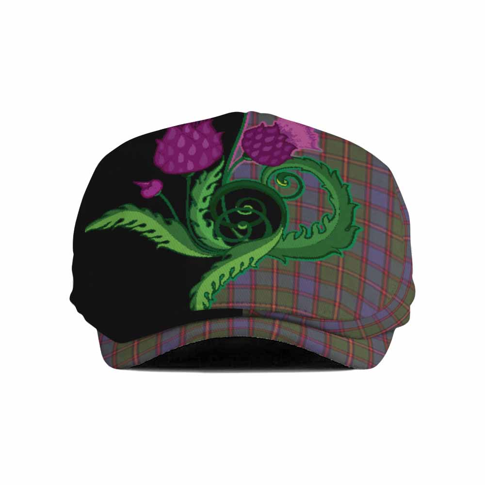 Skene Tartan Flat Cap, Jeff Cap Traditional Scottish Thistle