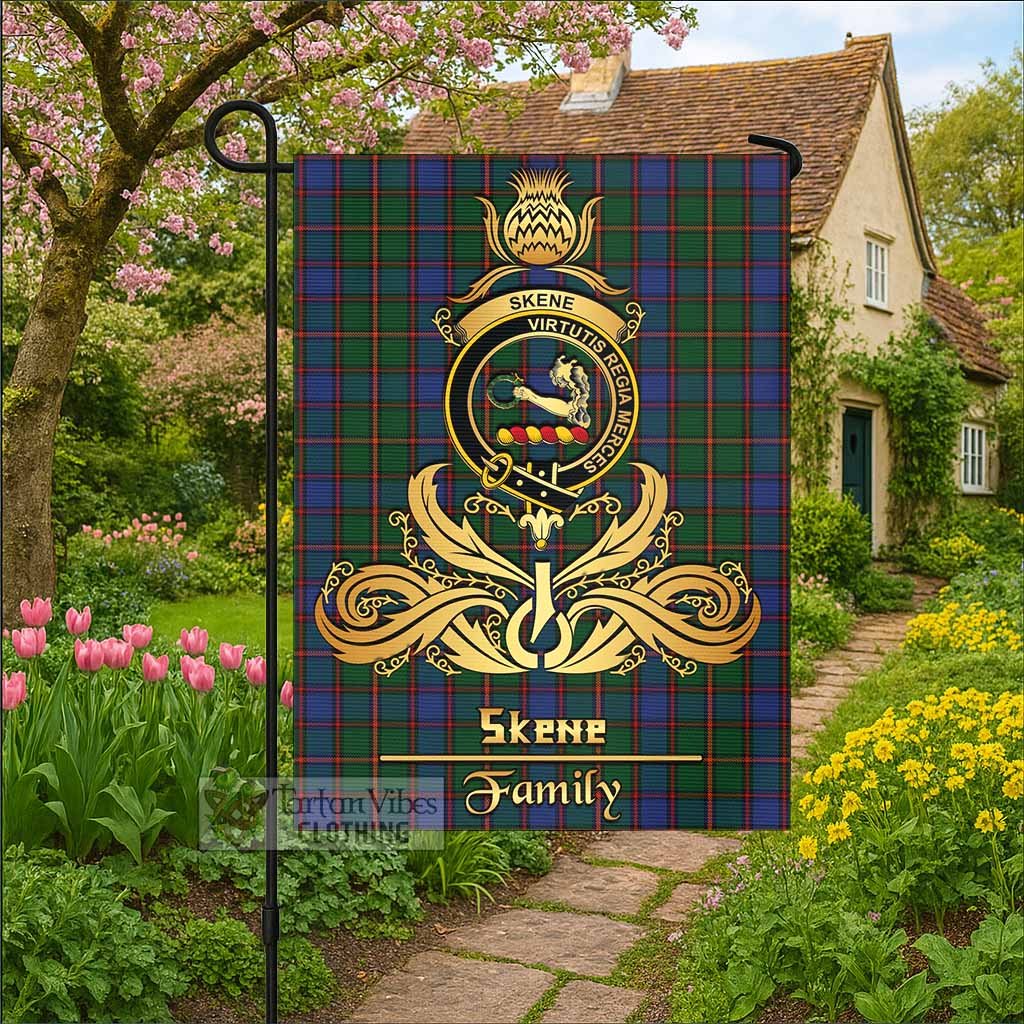 Skene Tartan Garden Flag with Highland Thistle Cherish Family Crest Style - Tartan Vibes Clothing