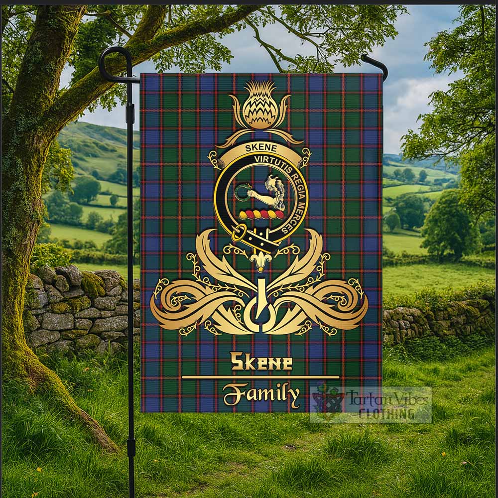 Skene Tartan Garden Flag with Highland Thistle Cherish Family Crest Style - Tartan Vibes Clothing
