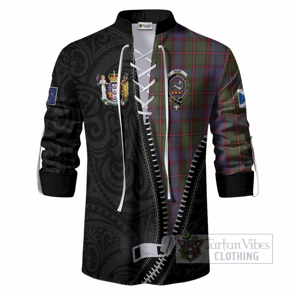 Skene Tartan Ghillie Shirt New Zealand Pattern Unique Zipper Stylized