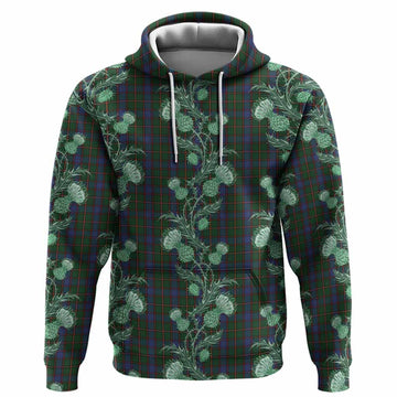 Skene Tartan Hoodie Seamless Scottish Thistle Flowers