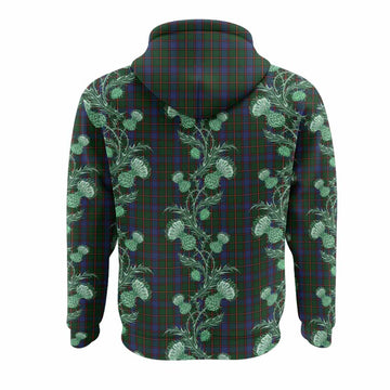 Skene Tartan Hoodie Seamless Scottish Thistle Flowers