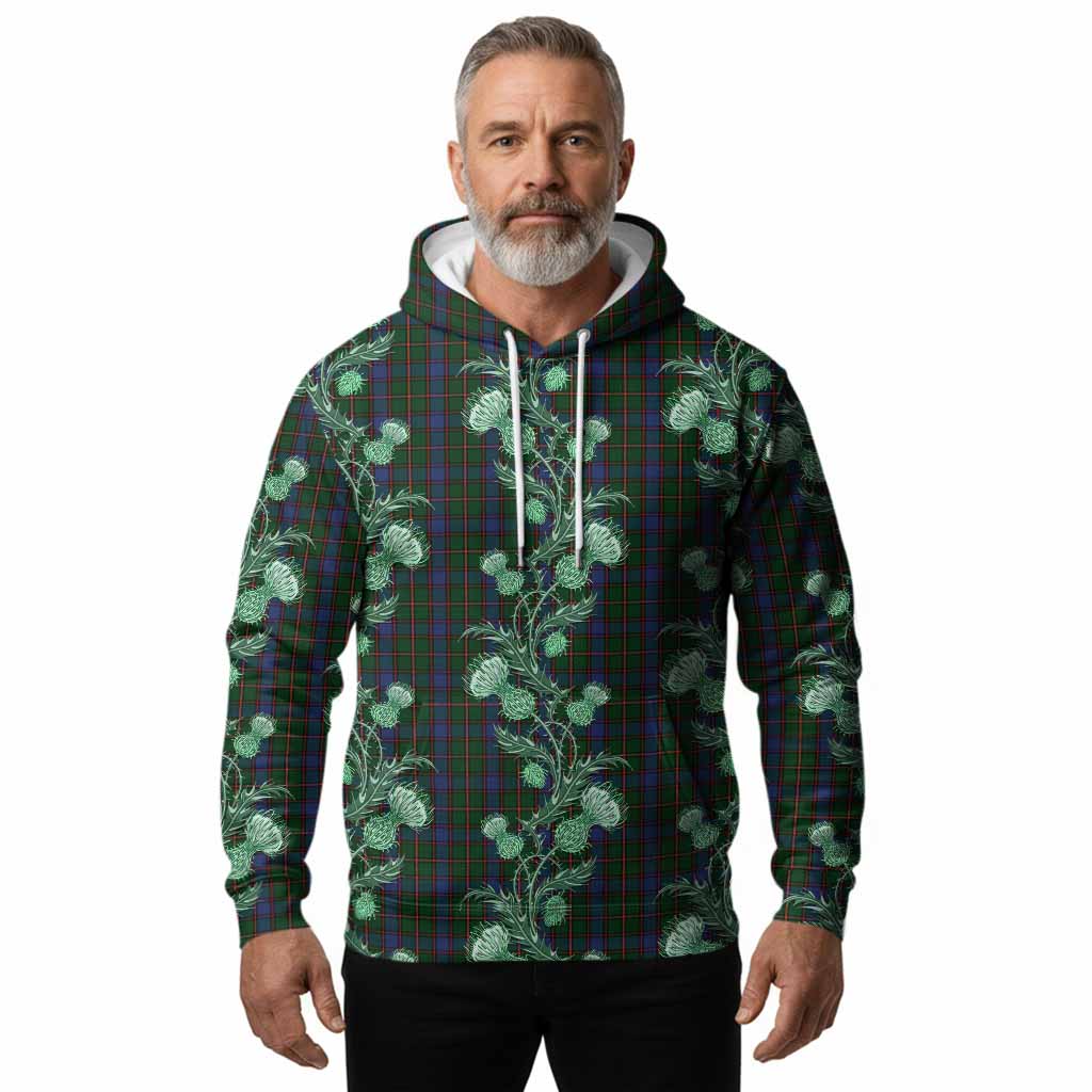 Skene Tartan Hoodie Seamless Scottish Thistle Flowers