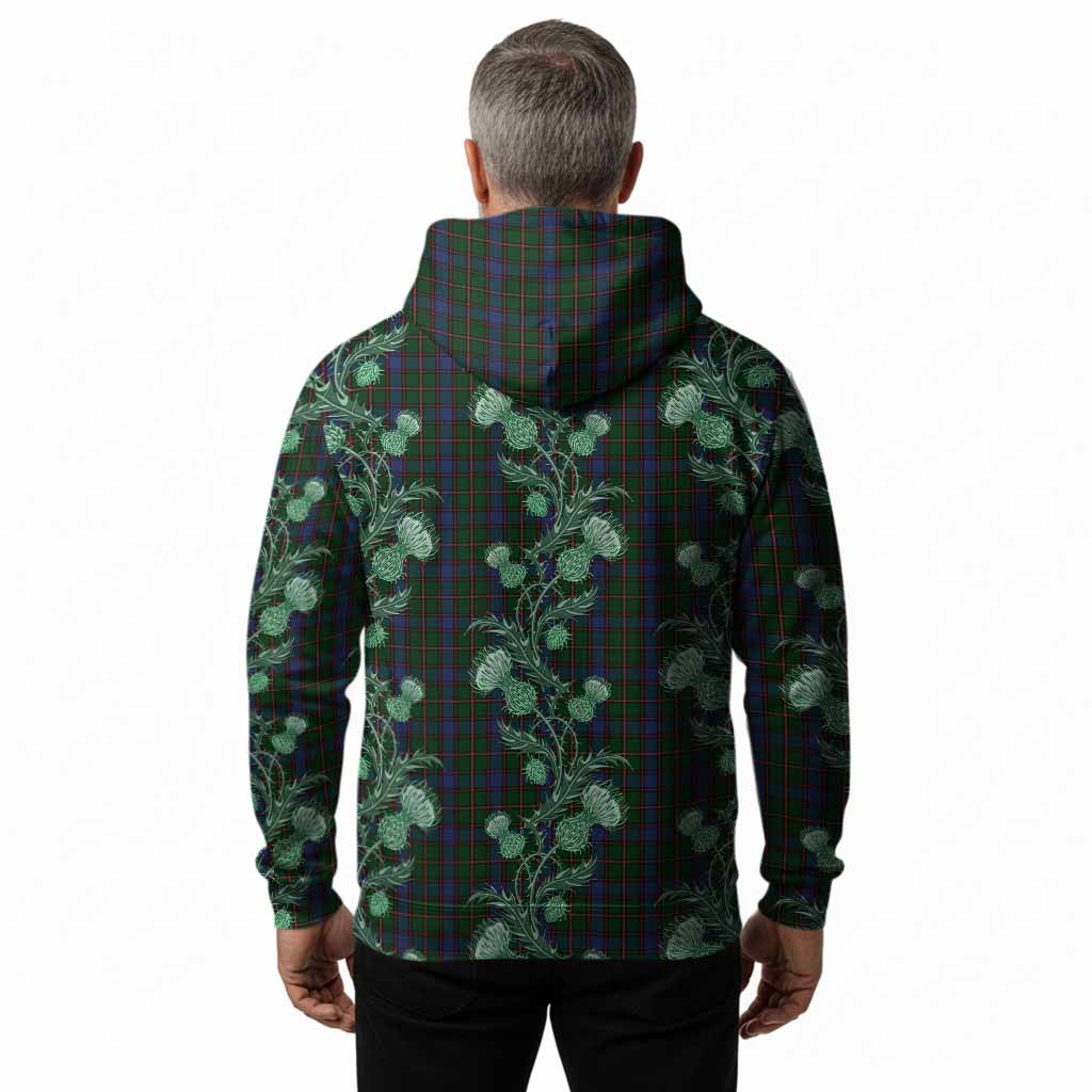 Skene Tartan Hoodie Seamless Scottish Thistle Flowers