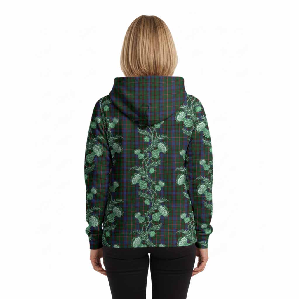 Skene Tartan Hoodie Seamless Scottish Thistle Flowers