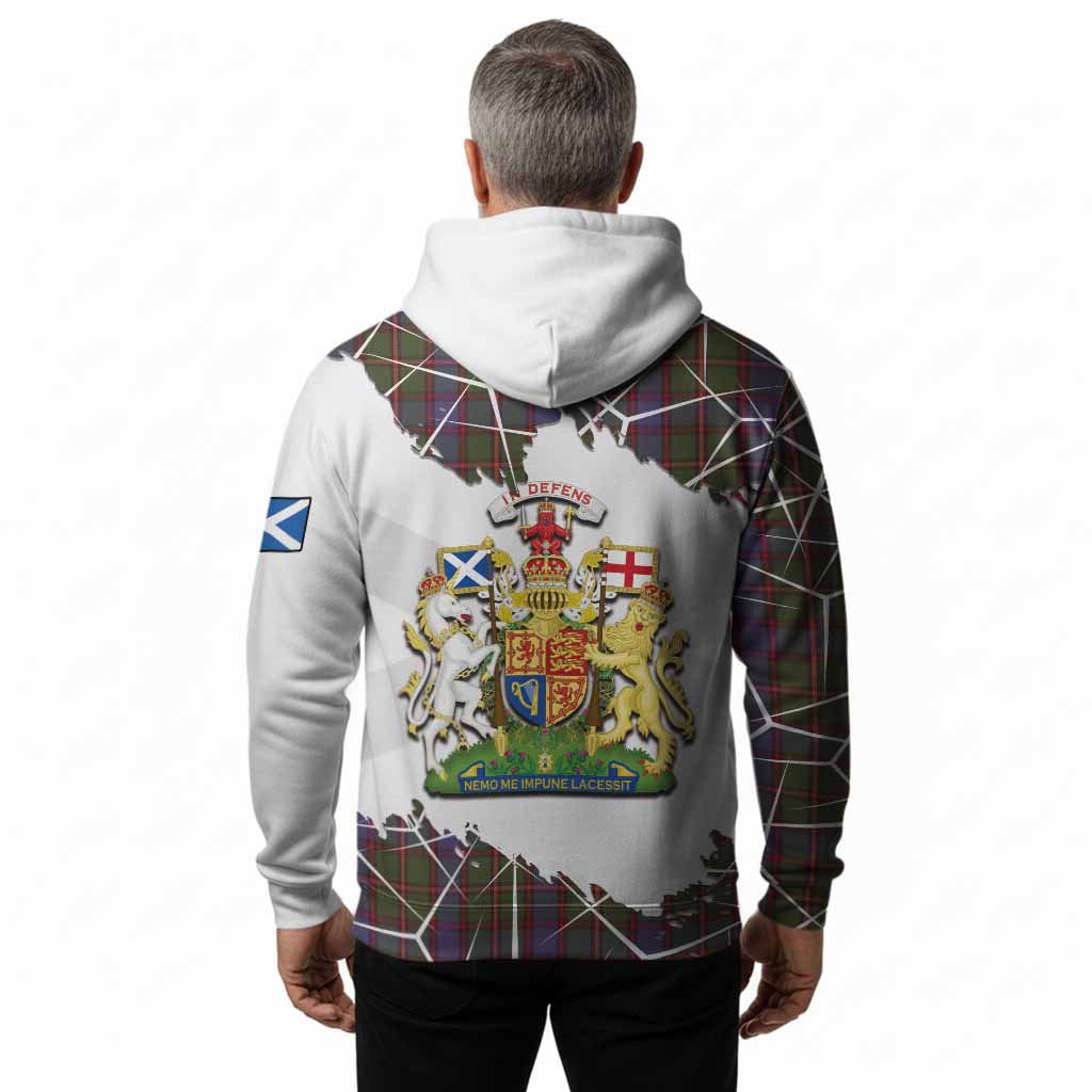 Skene Tartan Hoodie with Family Crest and Lion Rampant Grunge Style