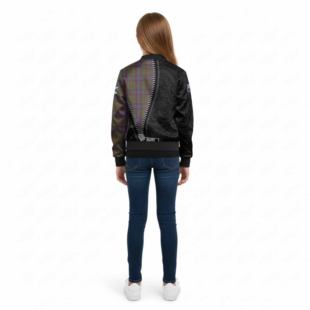 Skene Tartan Kid Bomber Jacket New Zealand Pattern Unique Zipper Stylized