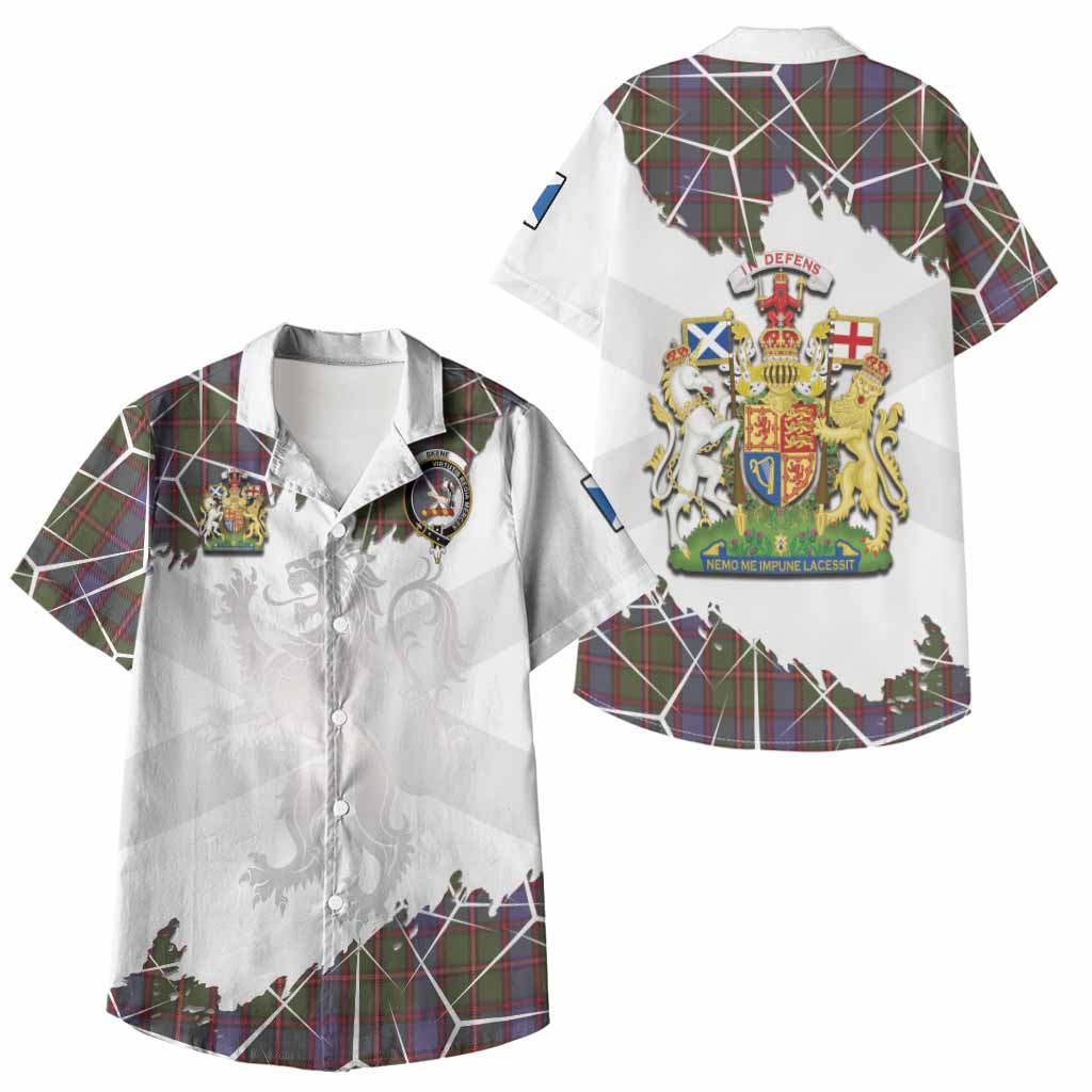 Skene Tartan Kid Hawaiian Shirt with Family Crest and Lion Rampant Grunge Style