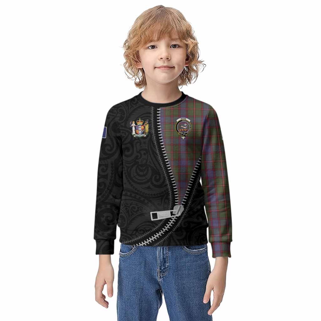 Skene Tartan Kid Knitted Sweatshirt New Zealand Pattern Unique Zipper Stylized