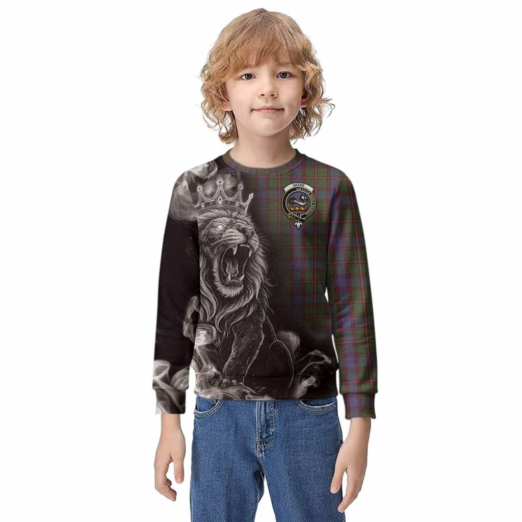 Skene Tartan Kid Knitted Sweatshirt Roaring Lion Heritage