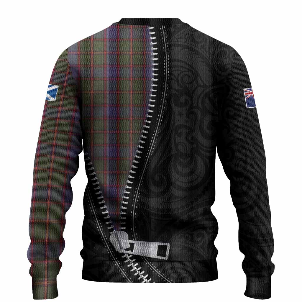 Skene Tartan Knitted Sweater New Zealand Pattern Unique Zipper Stylized