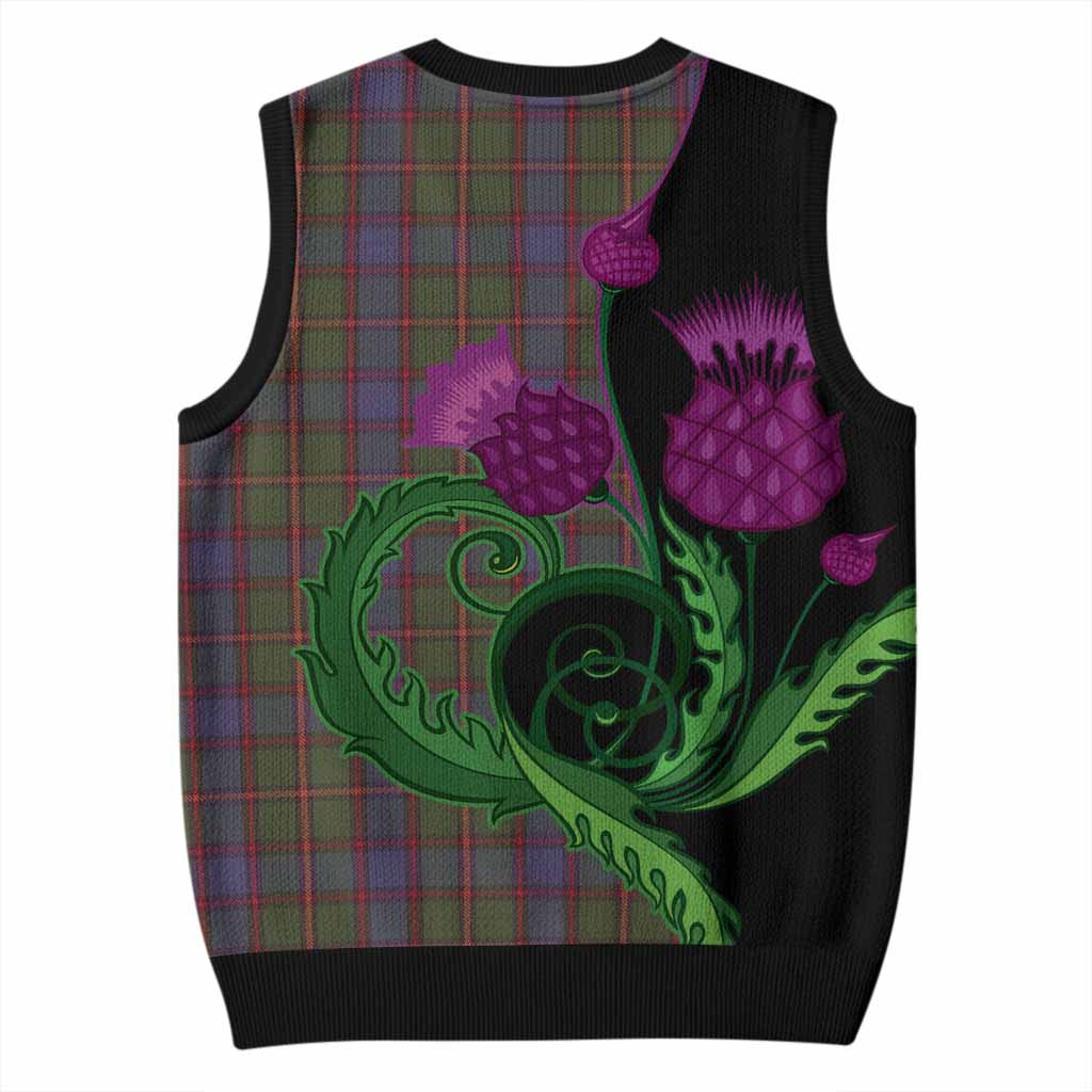Skene Tartan Knitted V-Neck Vest Traditional Scottish Thistle
