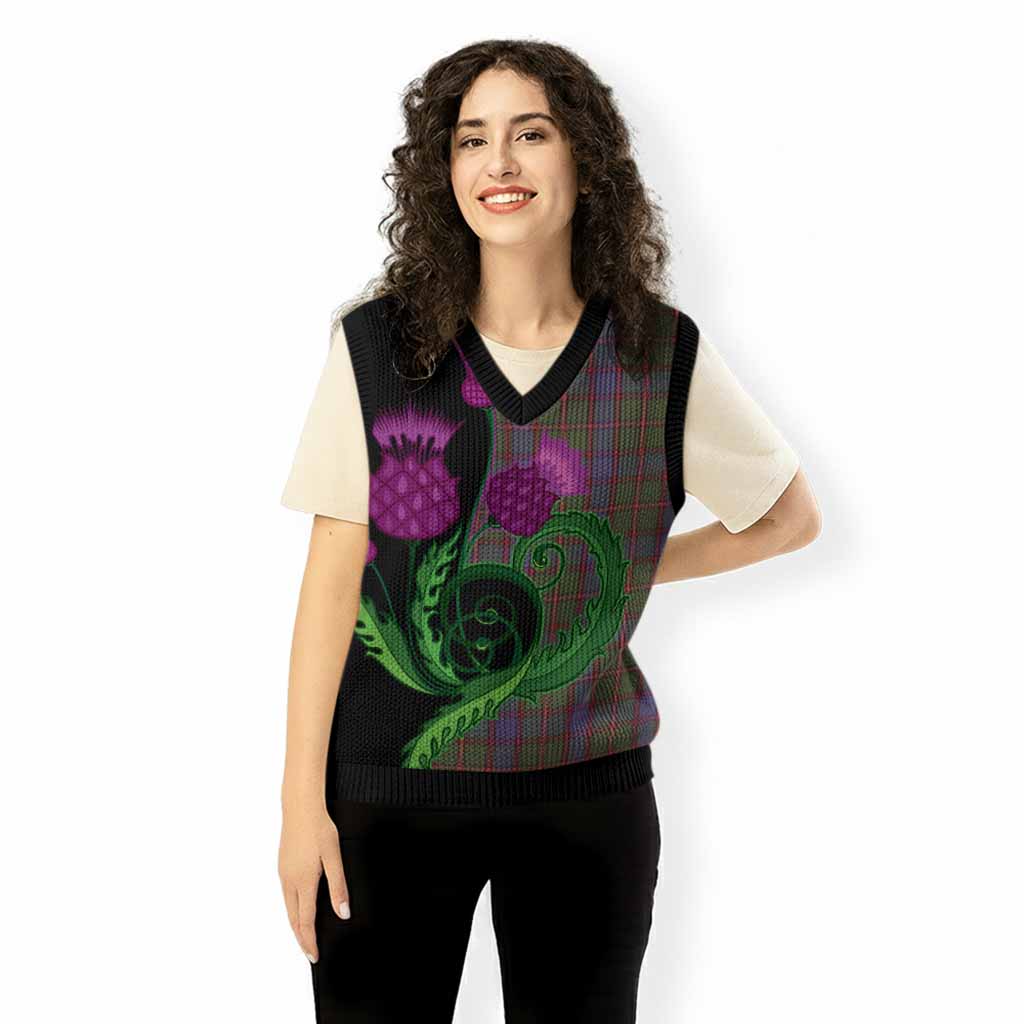 Skene Tartan Knitted V-Neck Vest Traditional Scottish Thistle