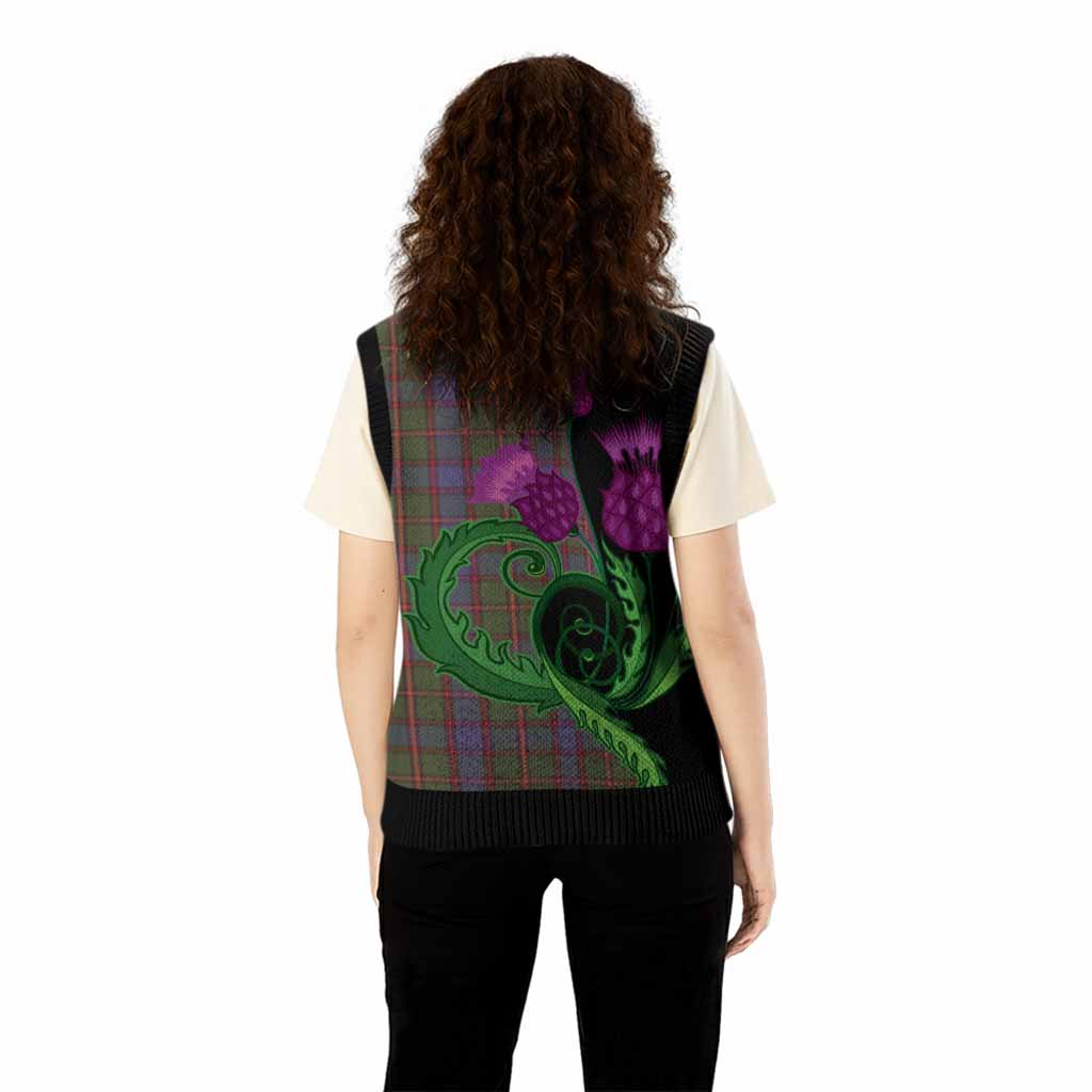 Skene Tartan Knitted V-Neck Vest Traditional Scottish Thistle