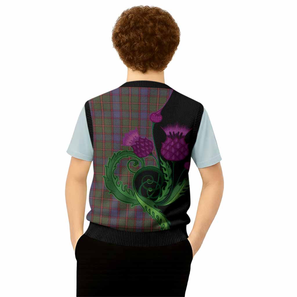 Skene Tartan Knitted V-Neck Vest Traditional Scottish Thistle