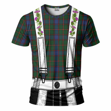 Skene Tartan Lederhosen Costume T-Shirt Scotland Thistle Floral